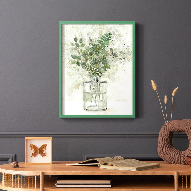 Delicate Greenery I Framed Print - Solid Wood, Green, 10" H x 8" W
