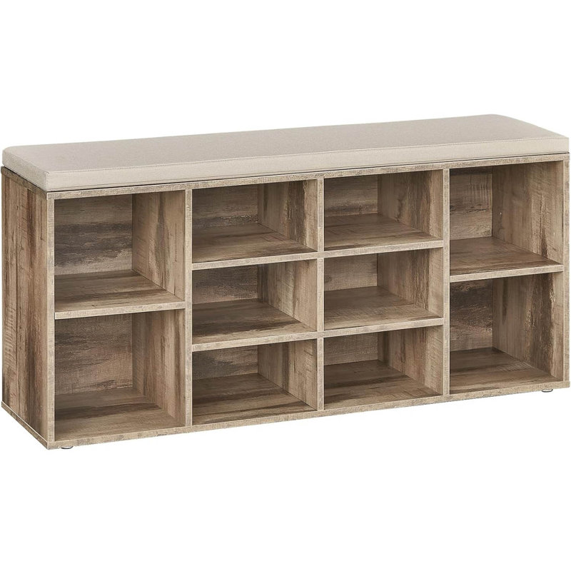 Wood Storage Bench, Camel Brown