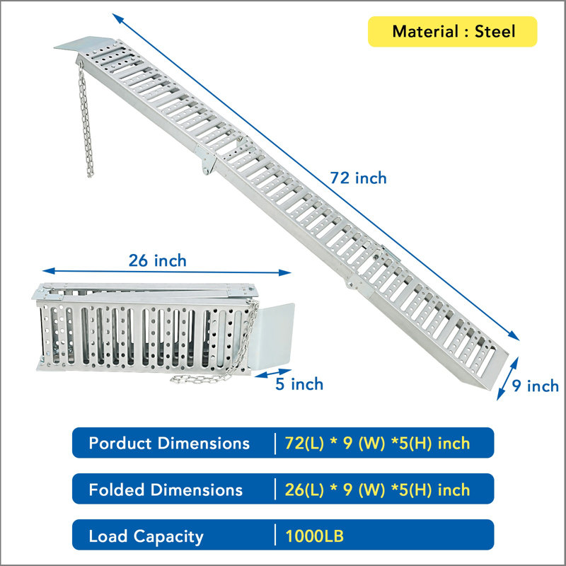 72 rampes de 72 pouces pour rampes de chargement et rampes pliantes pour camionnettes