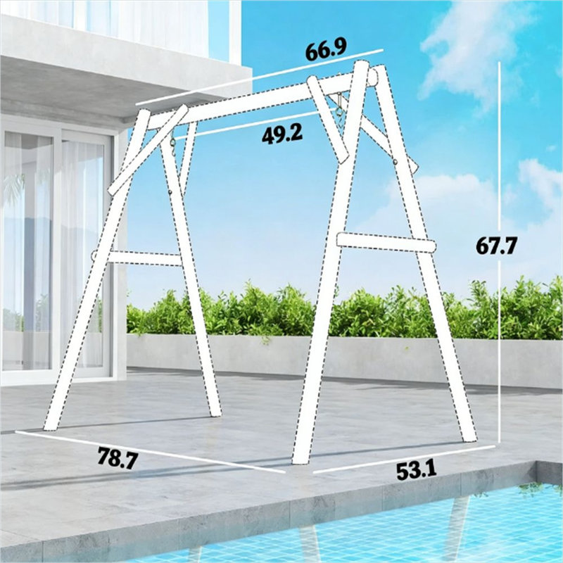 Support de balançoire de porche en forme de A, fini naturel, pour deux places, 200 cm de large, capacité de 300 kg, support de jardin extérieur