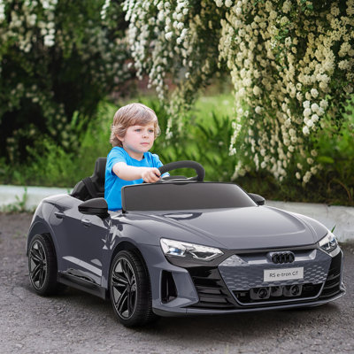 Kids Ride On Car, 12V Licensed Audi RS E-Tron GT 3.1 MPH Electric Car For Kids, Ride-On Toy For Boys And Girls With Remote Control, 4 Wheels With Suspension, Horn, Music, Lights, Gray