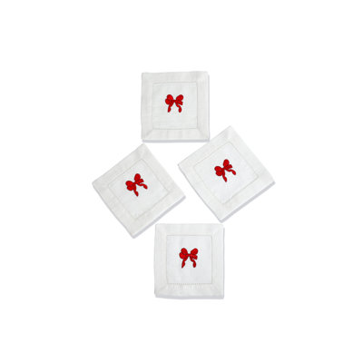 Festive Red Bow Cocktail Napkins