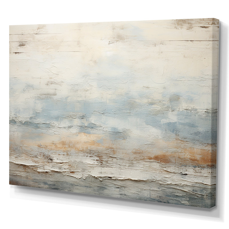«Beige Blue Ocean Storm», reproduction d'art sur toile, formes abstraites, Toile tendue, H 30 po x l 40 po x P 1,5 po