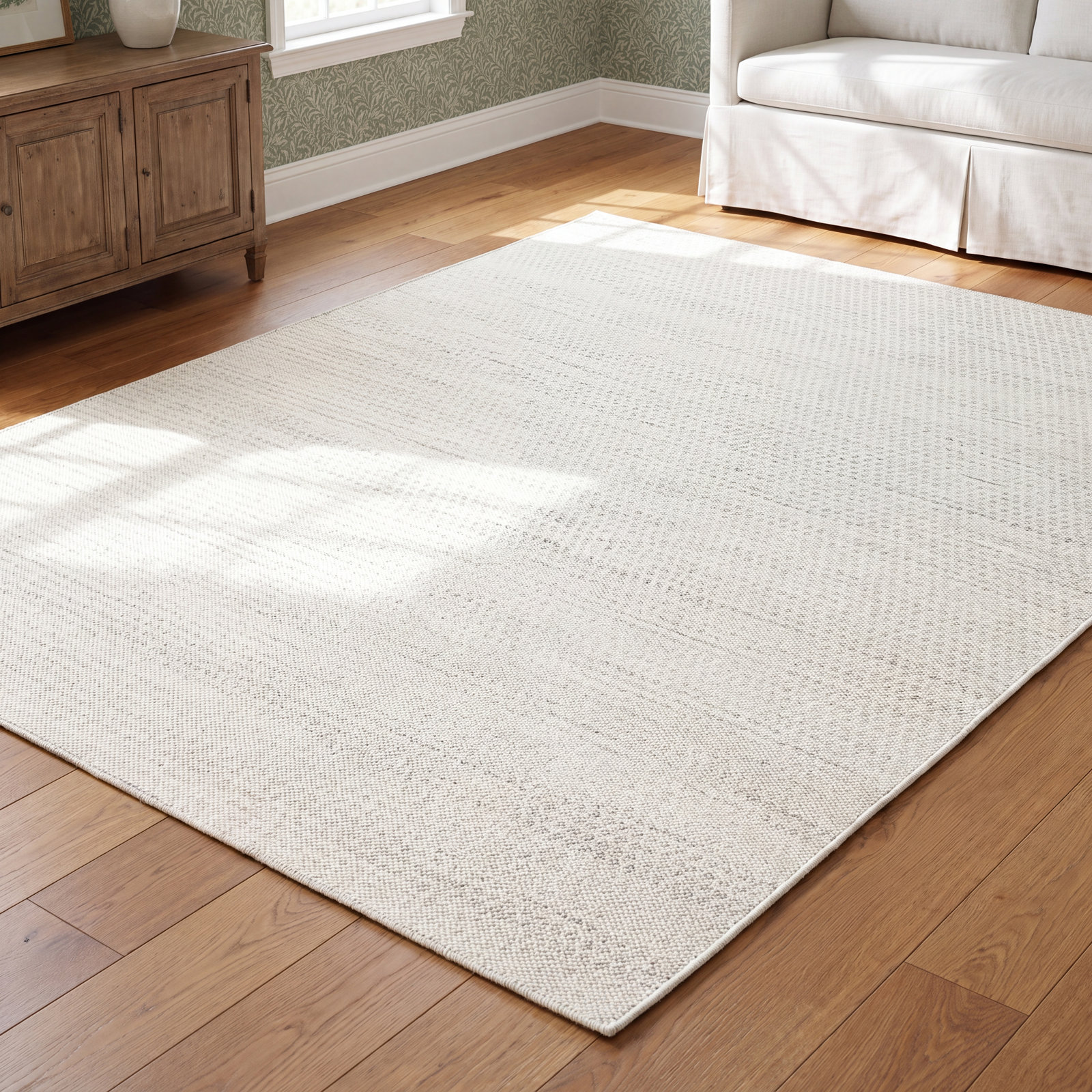 Gino Cream Taupe Hand-Woven Geometric Outdoor Rug, Rectangle 9' x 12'