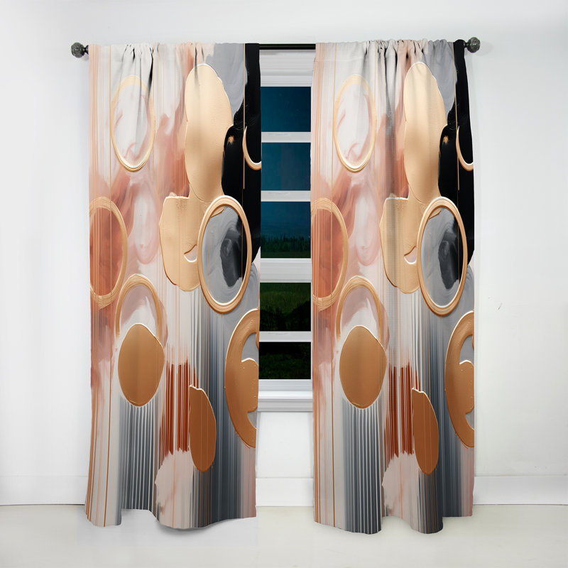 Matthes - Shapes Abstract Room Darkening Curtain - 1 Panels, 52" W x 90" L