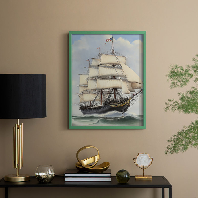 NAUTICAL Series LXVI, reproduction encadrée - bois massif, H 21 po x l 17 po, Vert