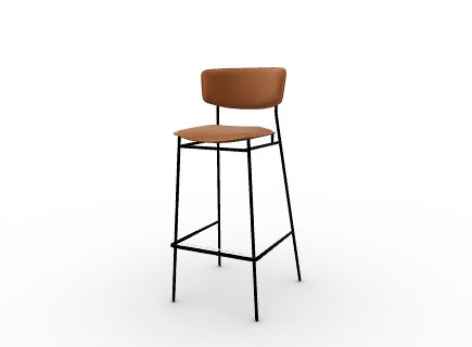 Tabourets Fifties, Mélange cognac / cuir