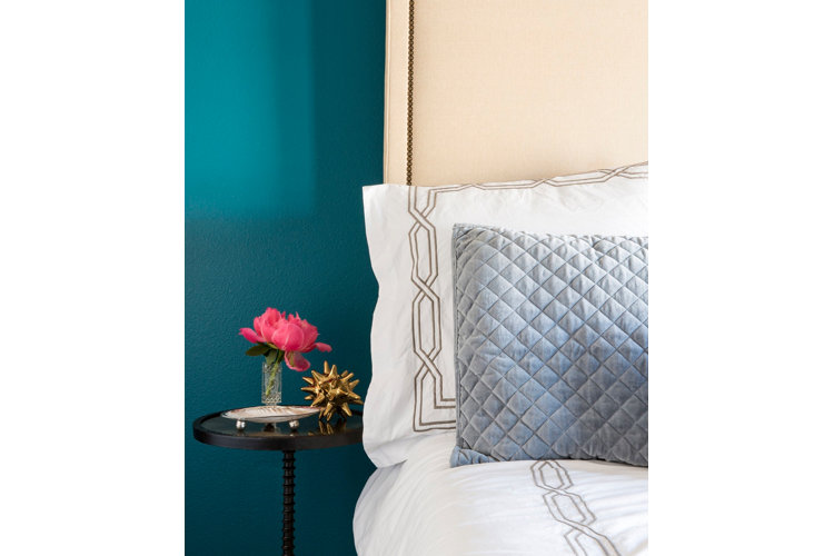 teal and gray bedroom