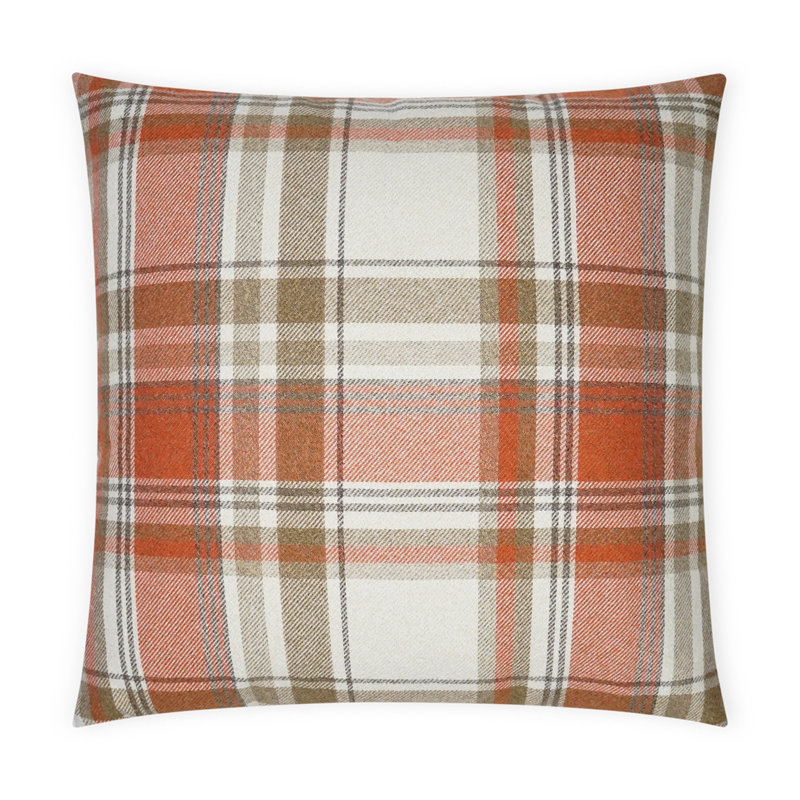 Coussin décoratif tartan, Noyer blanc, Carré 24 po