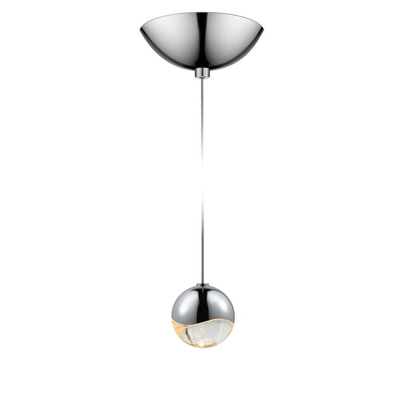 Grapes 1 - Light LED Single Pendant, Polished Chrome, 2.5" H x 2.5" W x 2.5" D, Clear