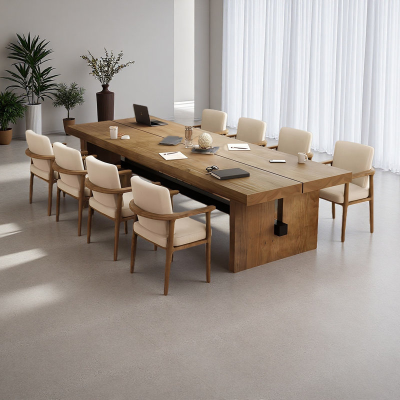 Rustic Industrial Rectangular Solid Wood Dining Table, 29.53" H x 118.11" L x 39.37" W