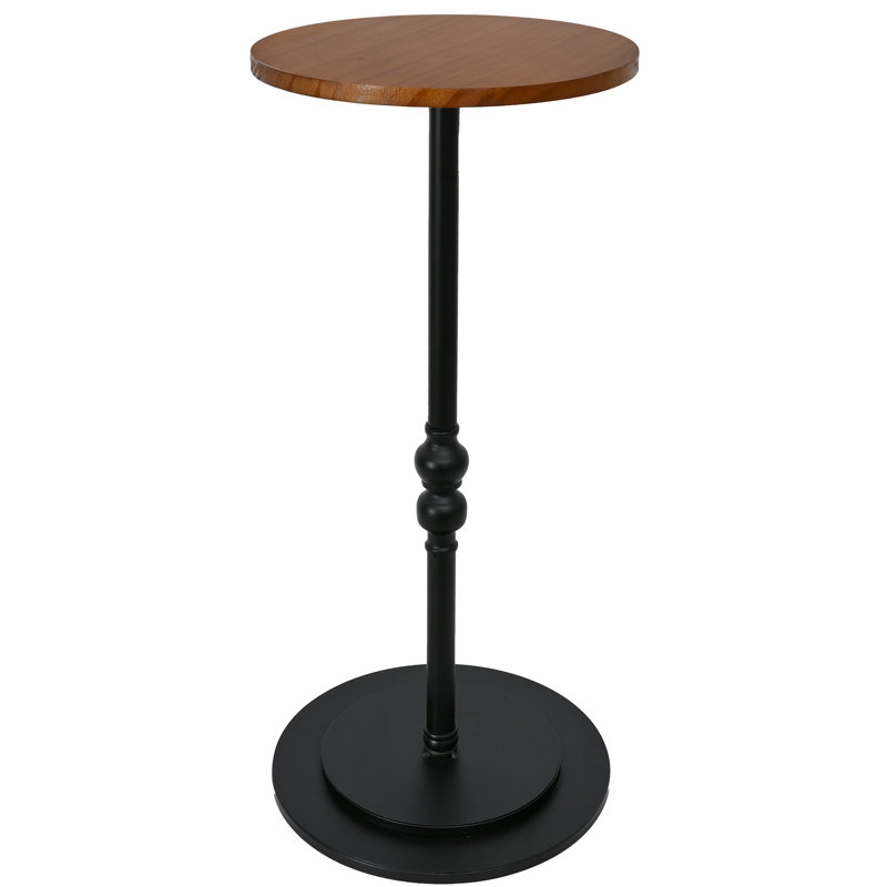 Small Round End Table, Tall Pedestal Drink Side Tables Living Room, Narrow Night Stand For Small Spaces, Bedroom, Modern Wood Beside Table Desk Home Decor (black & Brown, 12" X 25")
