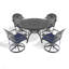 Ensemble de salle à manger toutes saisons en fonte d'aluminium, avec chaises pivotantes et table avec cadre noir-1551981043