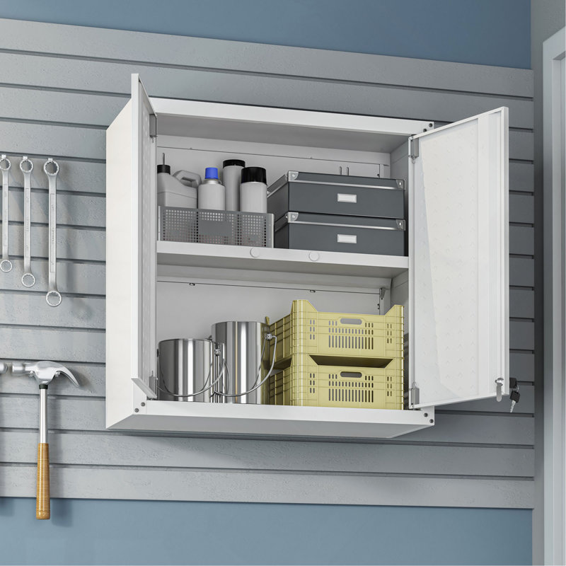 Armoire de garage flottante, Blanc