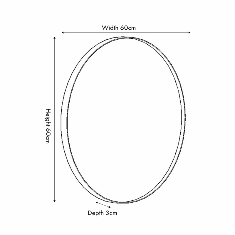 Stainless Steel Round Wall Mirror, 60cm x 60cm, Brushed Silver
