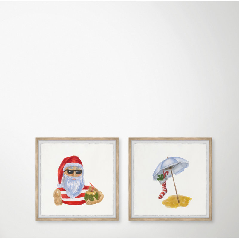 Chavis Chavis Santa On Vacation - 2 Piece Single Picture Frame Painting, 30cm H x 61cm W x 3.81cm D