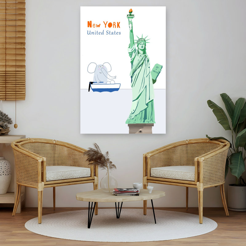 Statue Of Liberty, New York Modern Abstract Elephant Architecture City Wall Art Print, 152.4cm H x 101.6cm W