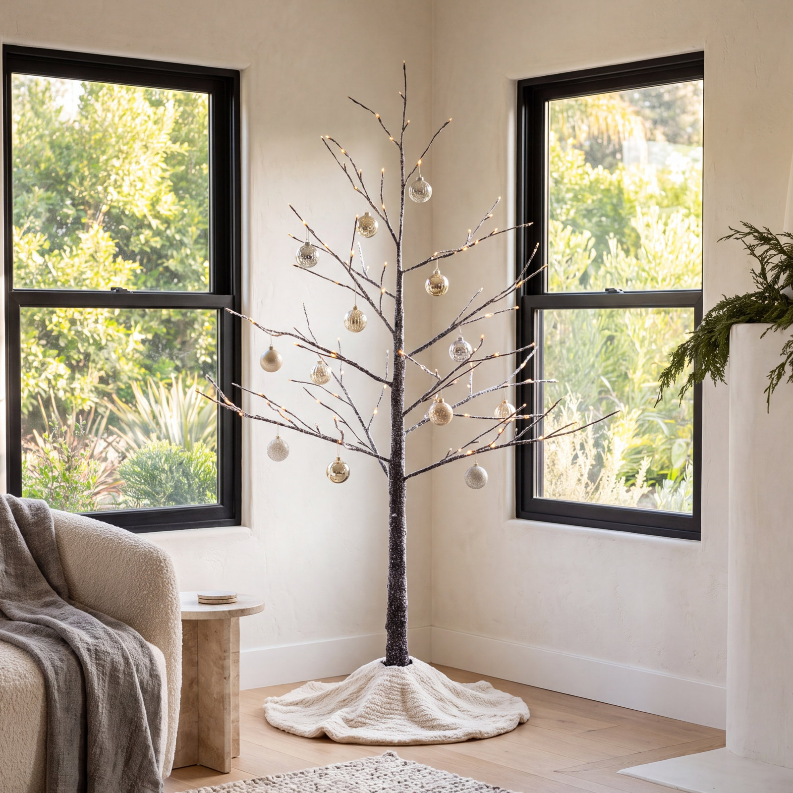 White Pre-Lit Christmas Tree, 6' H