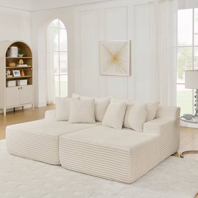 Canapé compressé sans assemblage requis, Beige