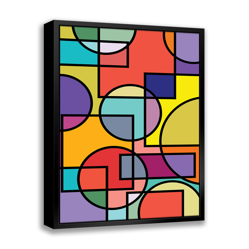 "Abstract Circles Collection" # 1 - Cadre flottant, impression sur toile, L 16 po x H 20 po