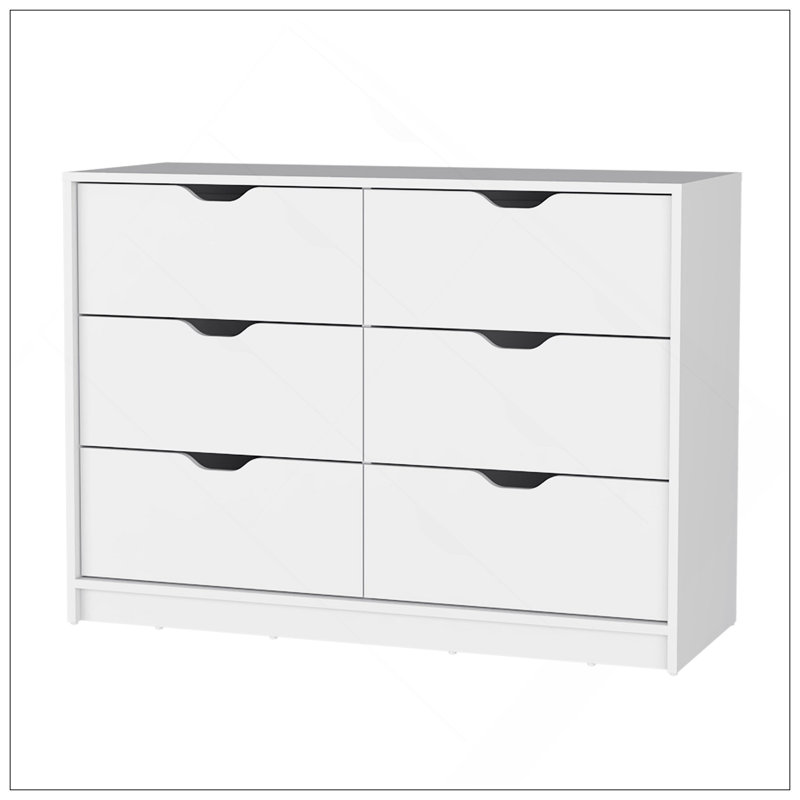 Commode 4 tiroirs, commode avec 2 armoires, Blanc