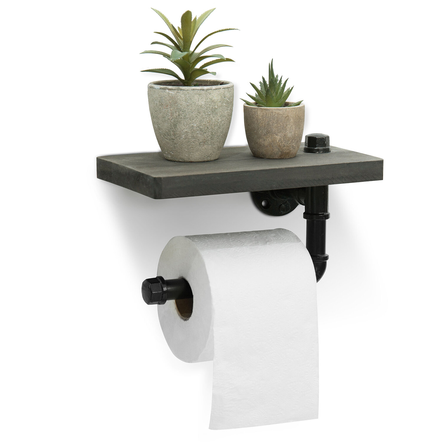 Toilet Paper Holder with Shelf - Wall Mount Bathroom Paper Roll