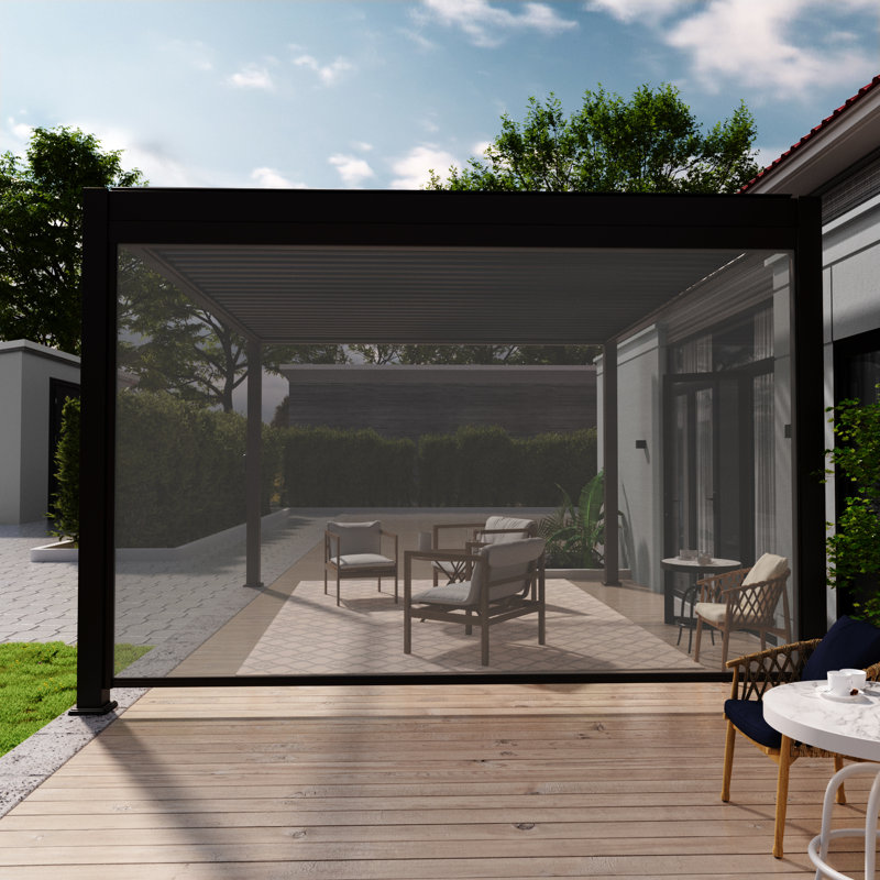 Écran d'intimité rétractable pour pergola compatible avec la pergola de marque Causeway Bay, H 87,5 po x l 133 po x P 4 po