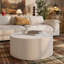 Table basse à rayures élégantes et minimalistes Bloxson, table basse ronde moderne, table basse à tambour rond pour salon, chambre à coucher