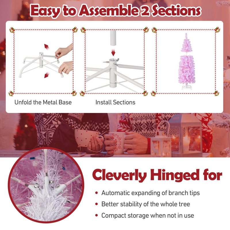 Arbre de Noël artificiel éclairé, H 5 pi