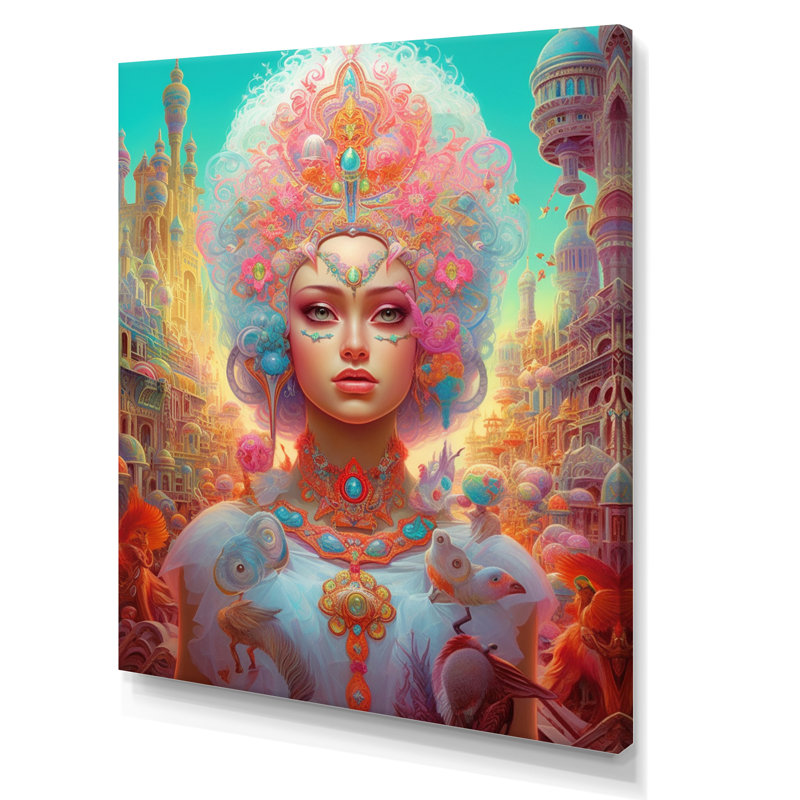 «Glorious Goddess» dans des pastels psychédéliques sur toile, Toile tendue, H 44 po x l 34 po x P 1,5 po