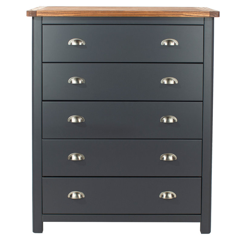 Sarver 5 Drawer Chest Of Drawers, Midnight Blue