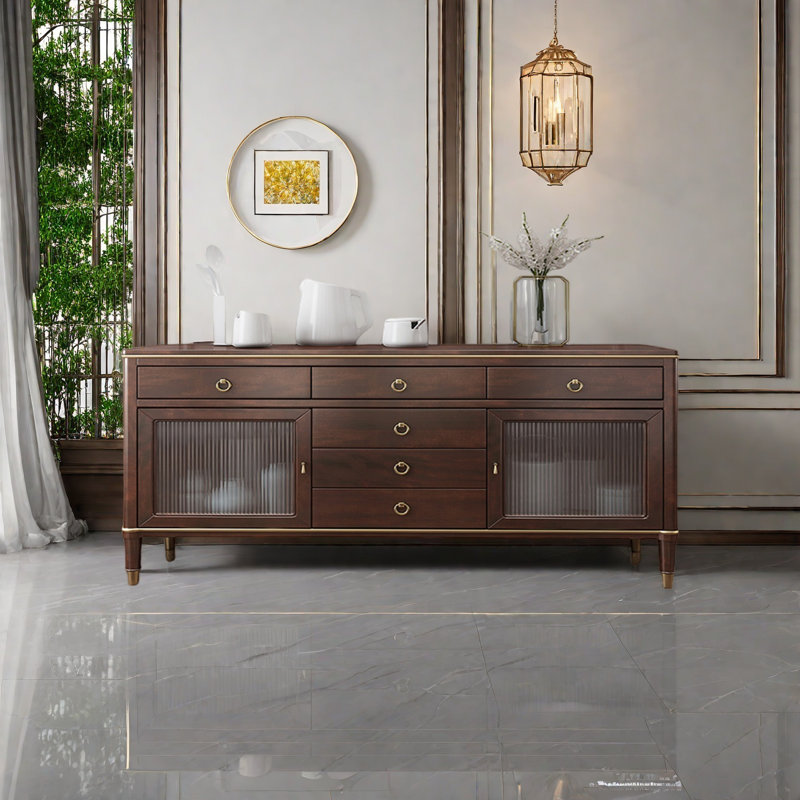 Armoire à thé Simple Living Room, H 34,65 po x l 62,99 po x P 15,75 po, Noyer