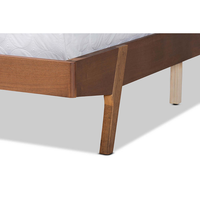 Romanowski Upholstered Slat Bed, Queen, Light Gray/Walnut