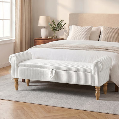 Banc de rangement rembourré 60 po en velours côtelé pour lit de bout 60 po