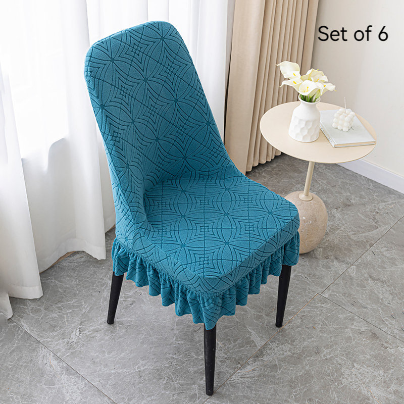 Housse pour chaise de salle à manger en polyester texturé bleu sarcelle