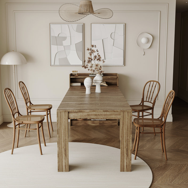 Modern Extendable Dining Table With Storage, Brown
