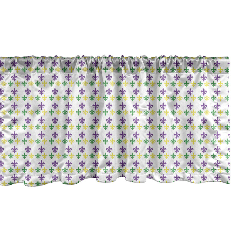 Green Yellow Purple Satin Rod Pocket Valance Set