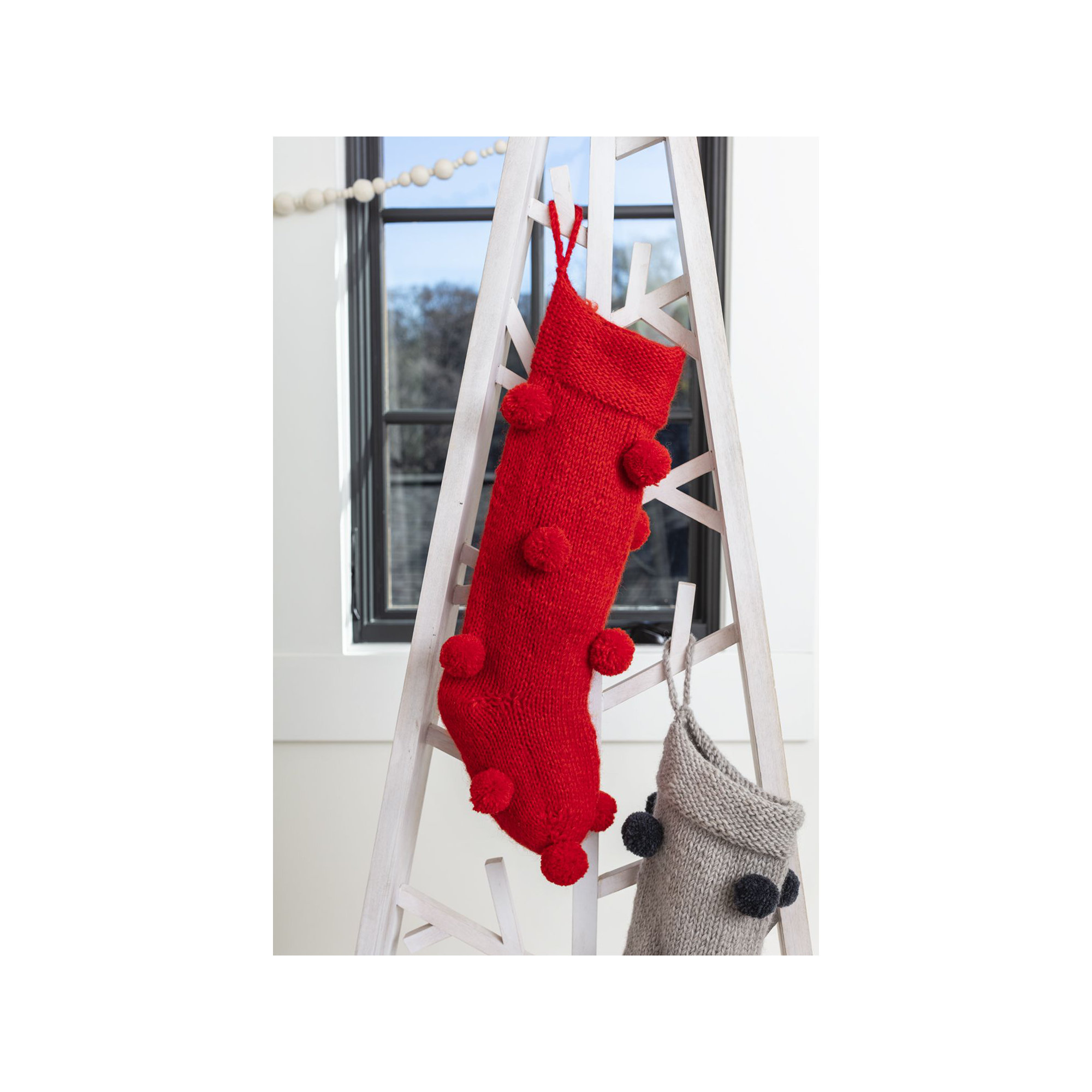 Wool Knit Stocking, Red