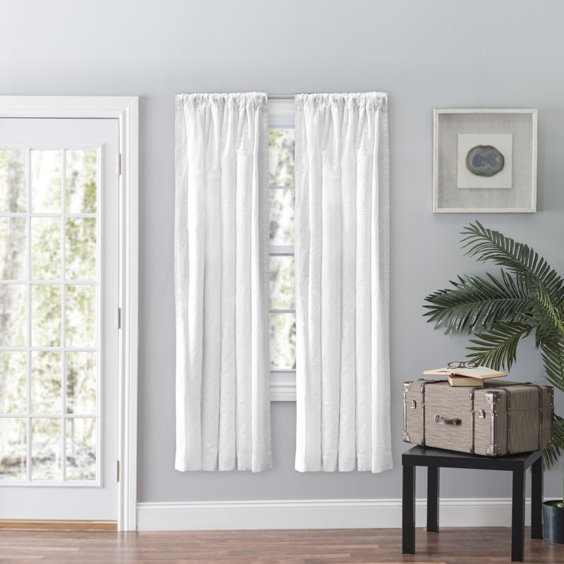 Paire de rideaux avec passe-tringle Kress, blanc, l 50 po x L 63 po