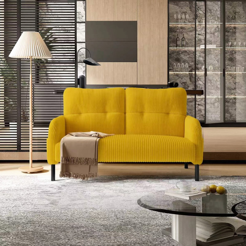 Double Featuring Corduroy Fabric, High - Rebound Springs, Density Sponge, Solid Wood Structure, Side Pockets, Ideal For Apartment In Great Primary Living Space