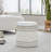 18" Storage Ottoman In Beige Handwoven Wool With Tufted And Knoted Design