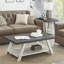 Table basse gris anthracite et beige patiné - 3 tablettes de rangement contemporaines en bois-1520083265