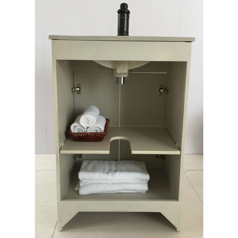 Meuble-lavabo simple 24 po Longo, Gris clair