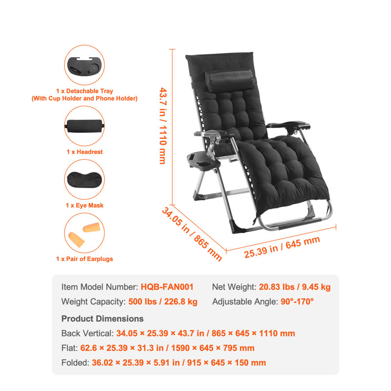 Single Chaise, 96.5cm H x 63.5cm W x 15.2cm D, Black