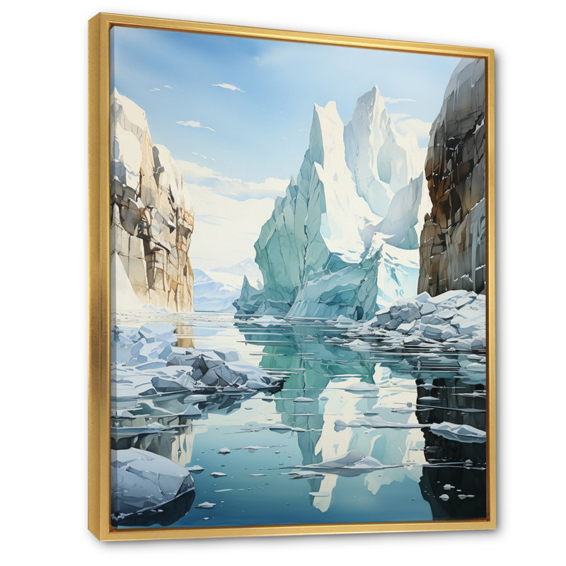 «Teal Iceberg», impression sur toile, H 20 po x l 12 po x P 1 po, Cadre flottant doré