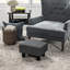 Repose-pieds gris anthracite, recouvert de lin, petit pour tous, confortable en gris, revêtement en tissu, salon de repos