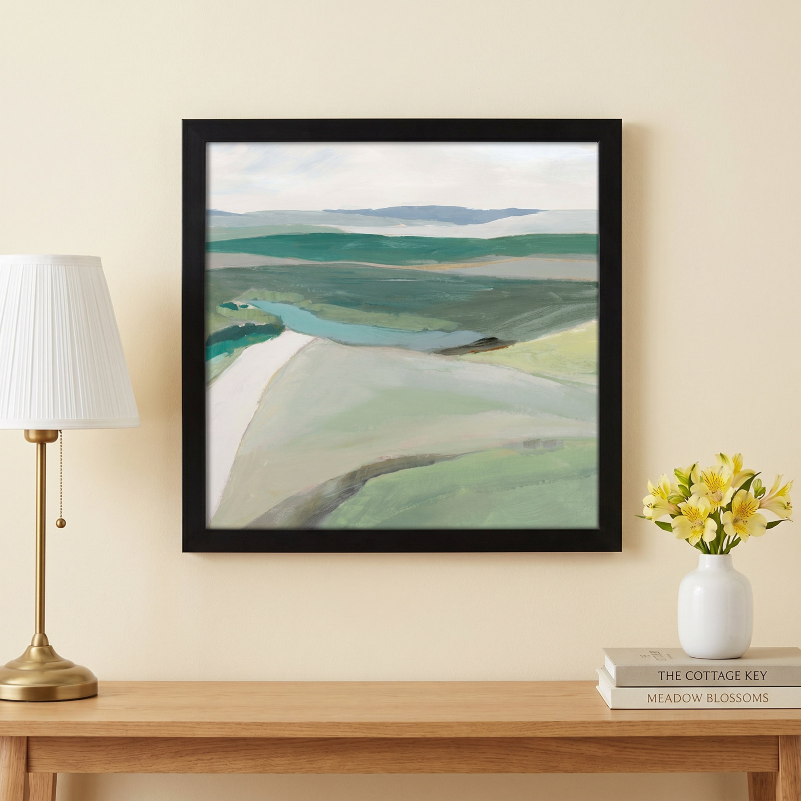 Wolfdale "Fields of Green II" Print by Ian C, 23.5" H x 23.5" W x 1.25" D, Satin Black Framed