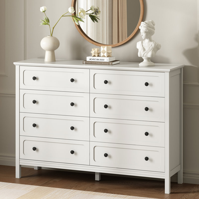 8 Drawers Dresser, 55.1" Wide Modern Chest Of Drawers With Metal Handle, Wooden Dresser TV Stand, Wood Drawer Organizer For Bedroom, Living Room, Hallway
