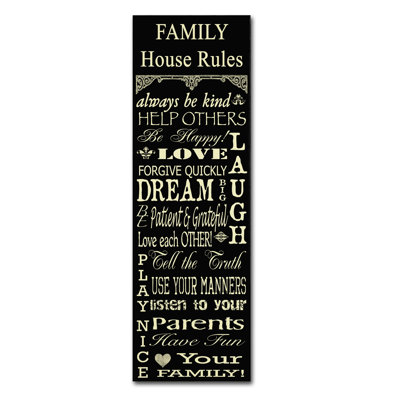 « family rules », art textuel sur toile tendue
