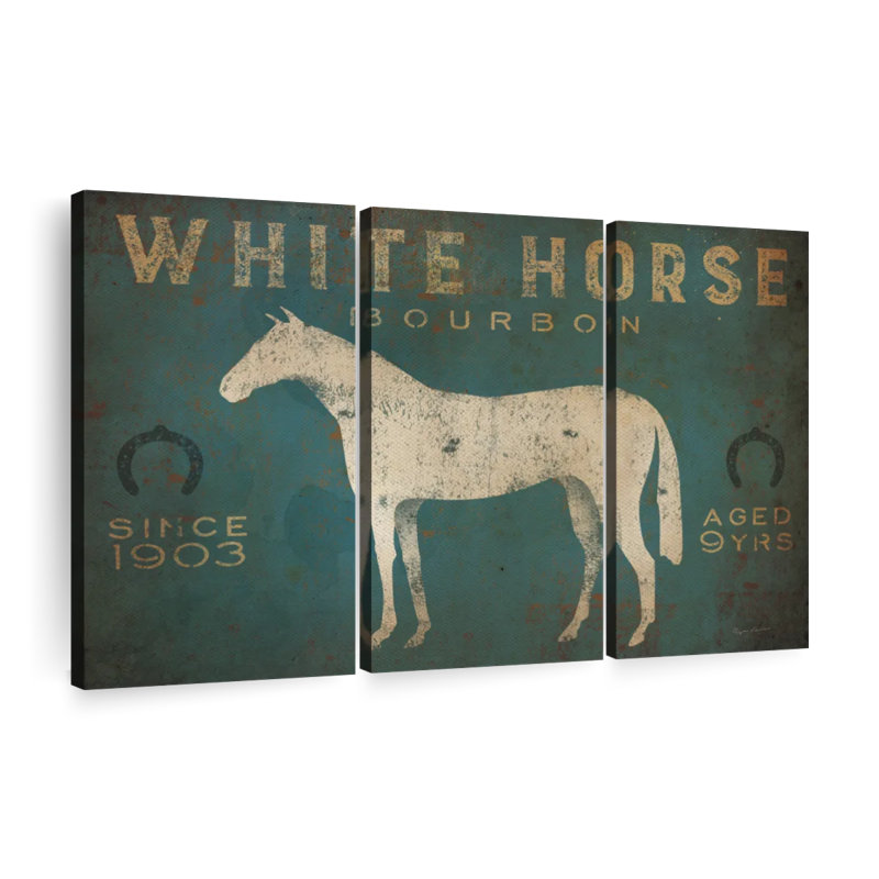 «White Horse No Kentucky On Canvas», ensemble de 3 pièces, H 24 po x l 38 po x P 1,25 po